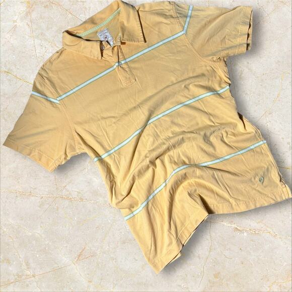 Vintage Red Camel Men's Polo Shirt Medium Yellow Blue Striped Casual Top W06 - Picture 1 of 3